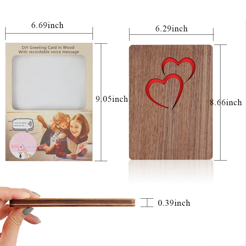 Customized Valentines Day Card Anniversary Gift Handmade Wood Musical Greeting Card