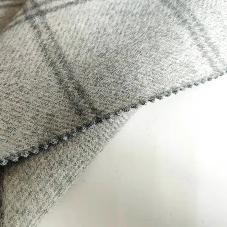 Sell Directly 50% Wool 50% Polyester Grey Plaid Style Fabric