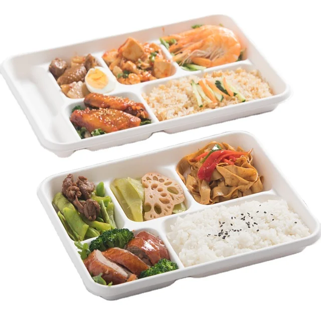 
LUZHOU Natural Sugarcane Bagasse Renewable Plant Fiber Tree Free 3-Compartment Clam Shell Container 