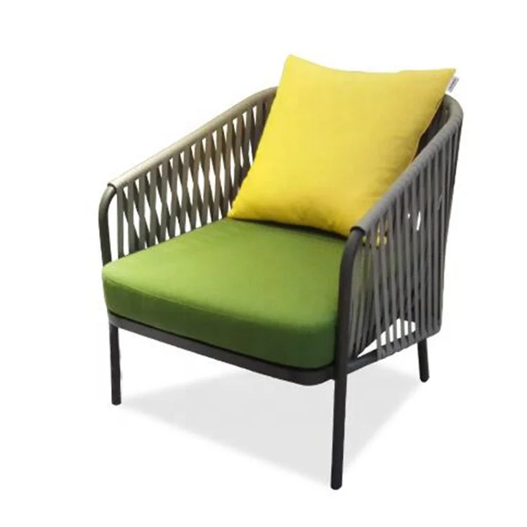Modern furniture woven rattan sofa outdoor dining chair simple leisure reception sofa chair aluminum frame