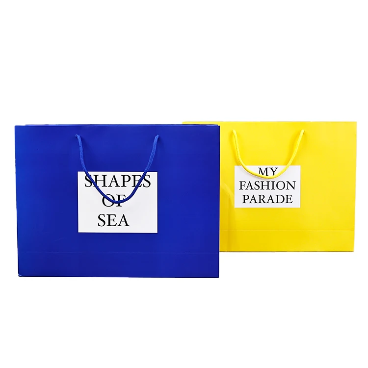 Custom Unique Colour Printing Yellow Paper Bag With Your Own Logo Luxury Brand Packaging Paper Bag