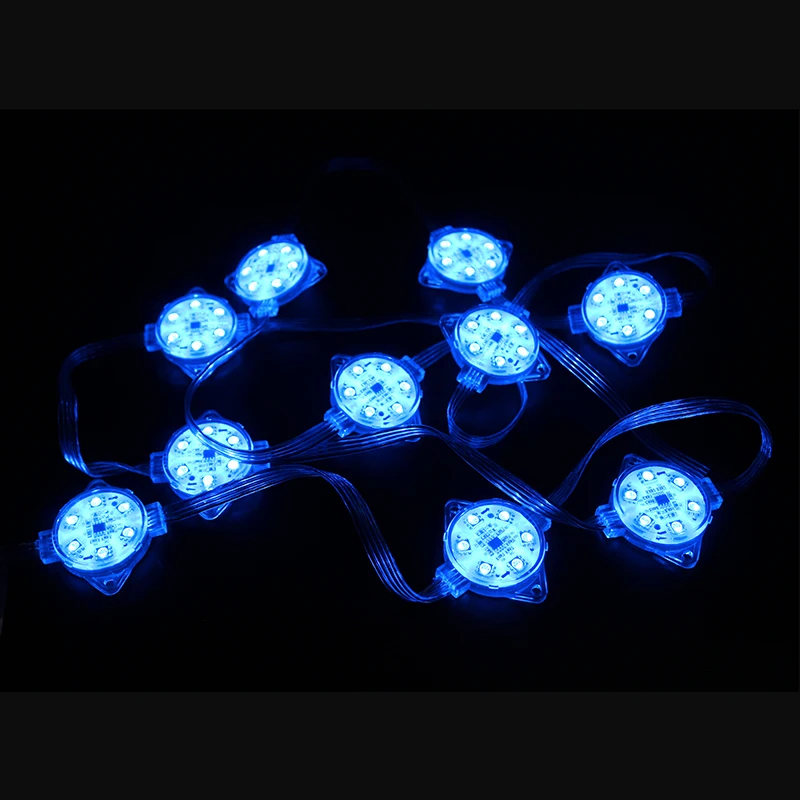 50mm Clear Flat LED DMX Pixel Point Light With DC24v 5050 RGB LED Chips For Building Lighting