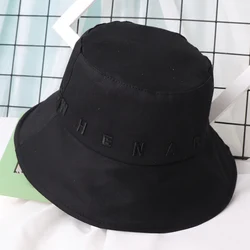 Lady Fisherman Hat With Monochrome Embroidery Outdoor Fashion Sun Shade Hat Spring Sun Block Bucket Hat