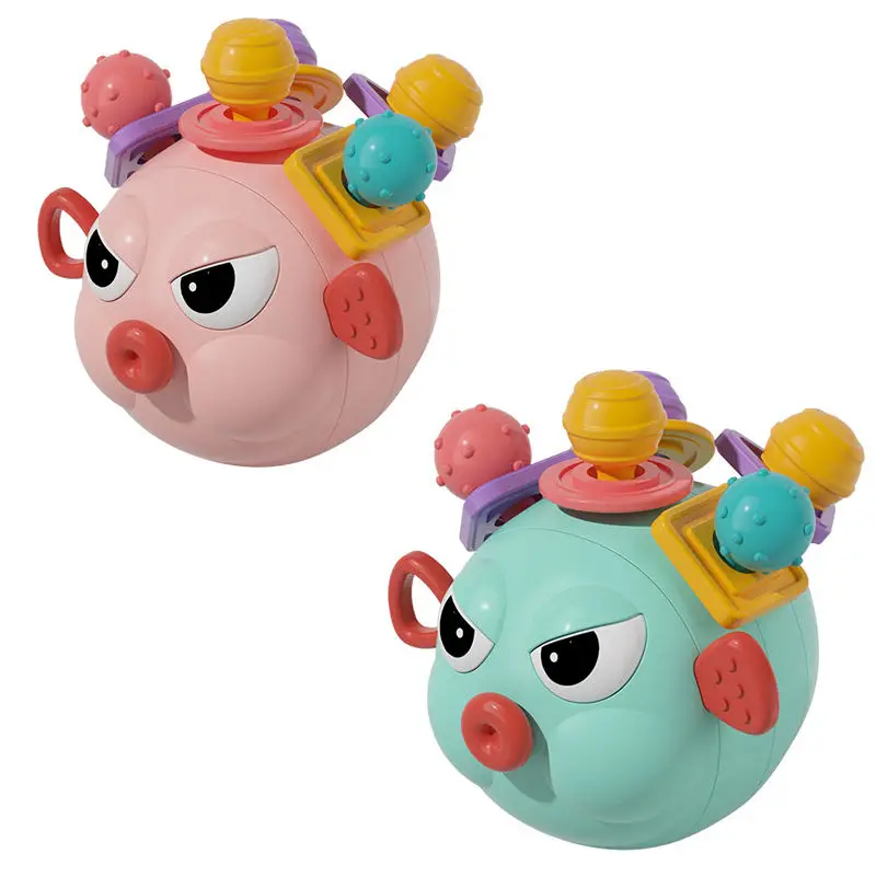 2024 Wholesale Early Childhood Education Sensory Baby Toys Montessori Baby Twist Fish Puffer Fish Play Hand Teether Rattle Ball