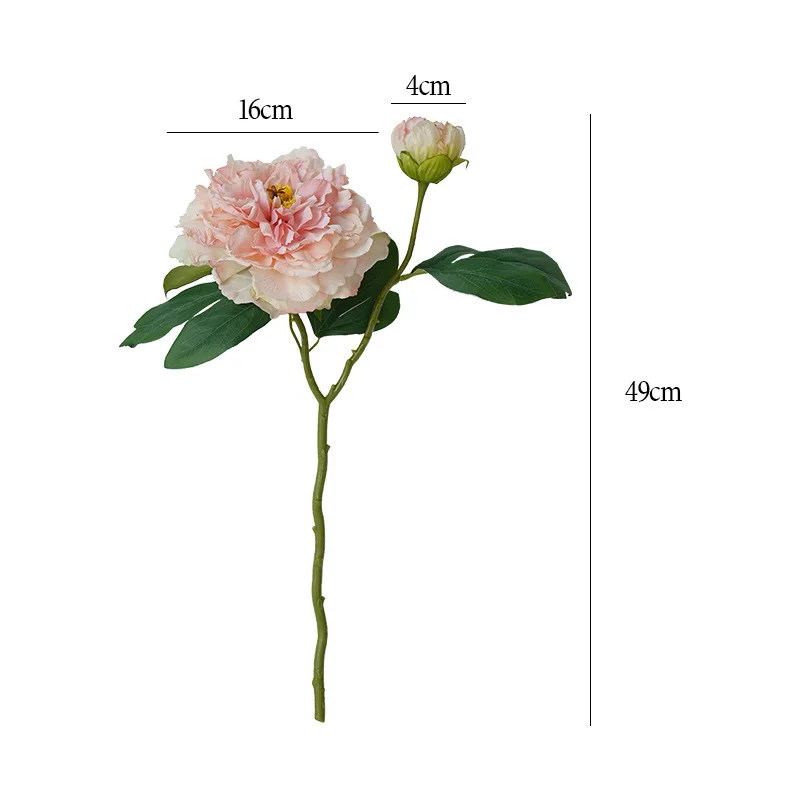 2024 New 49cm Simulation flowers 2 head burnt edge peony dew lotus fake flowers retro peony home living room decoration