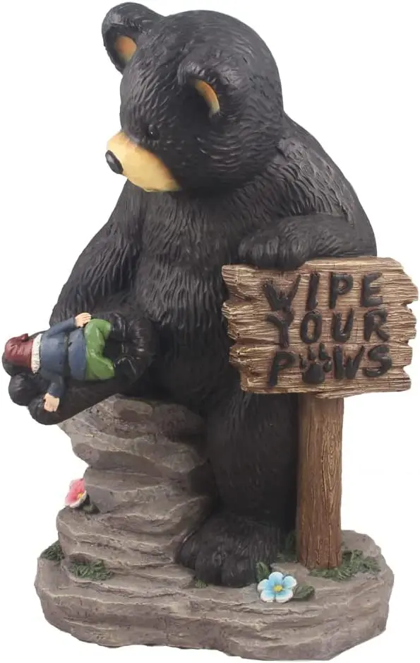 Hot-selling High-quality Big Black Bear and Dwarf Friendly Resin Figurines Sculpture for Home Garden Decoration