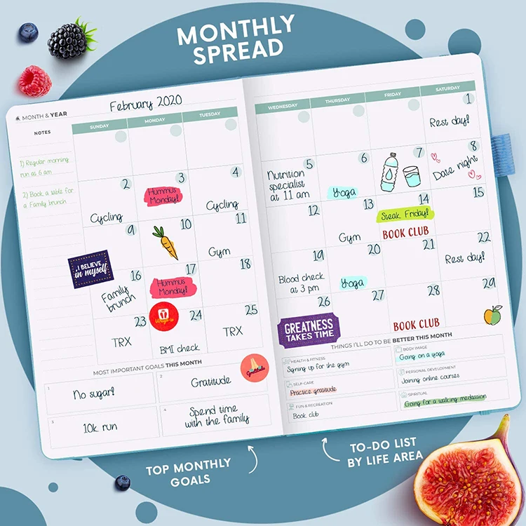 Custom Hardcover Fitness Planner Notebook Gym Diary Weight Loss For Women Exercise Journal