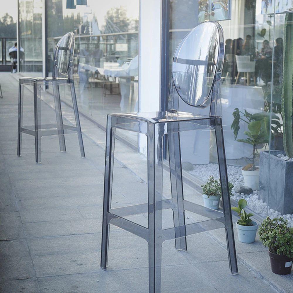 Luxury Dining Banquet Party Transparent Clear Acrylic Plastic High Stool Ghost Bar Chairs for Event