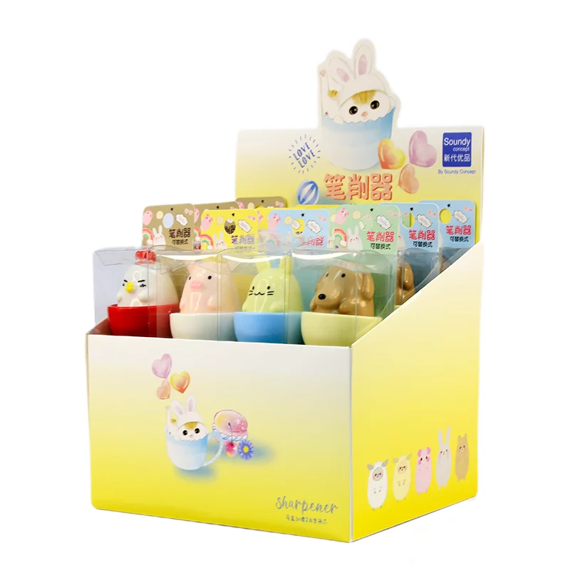 Хит продаж kawaii канцелярские принадлежности точилка для карандашей животных детей Серия милый набор канцелярских принадлежностей подарка