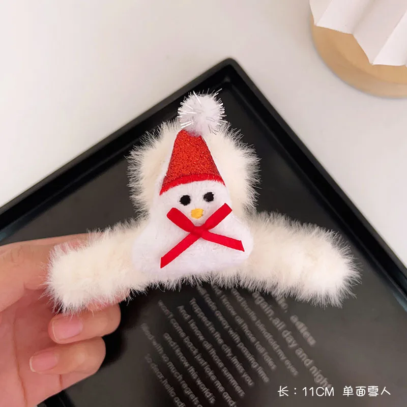 Dowell Christmas Fluffy Autumn And Winter Handmade Wool Crochet Hair Clip