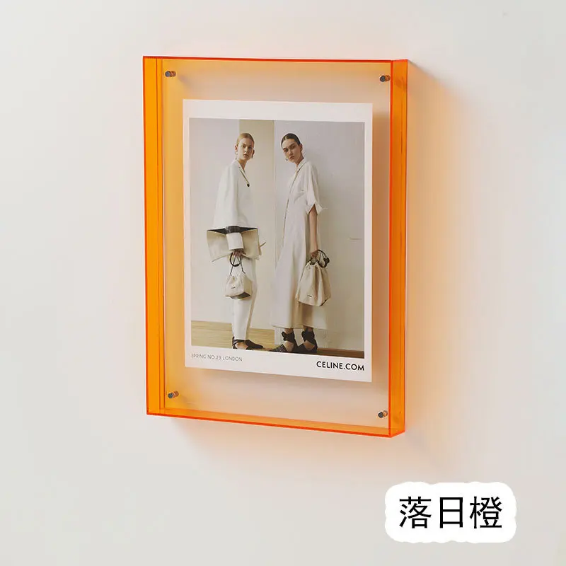 Custom Clear Acrylic Magnetic Floating Picture Display Frame Wall Mounting 6inch Acrylic Photo Frame