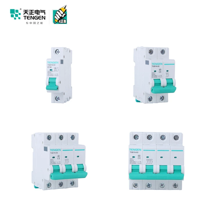 TENGEN Brand TGB1N-63 3P Miniature MCB Switch 24v 16 Amp RCCB Circuit Breaker