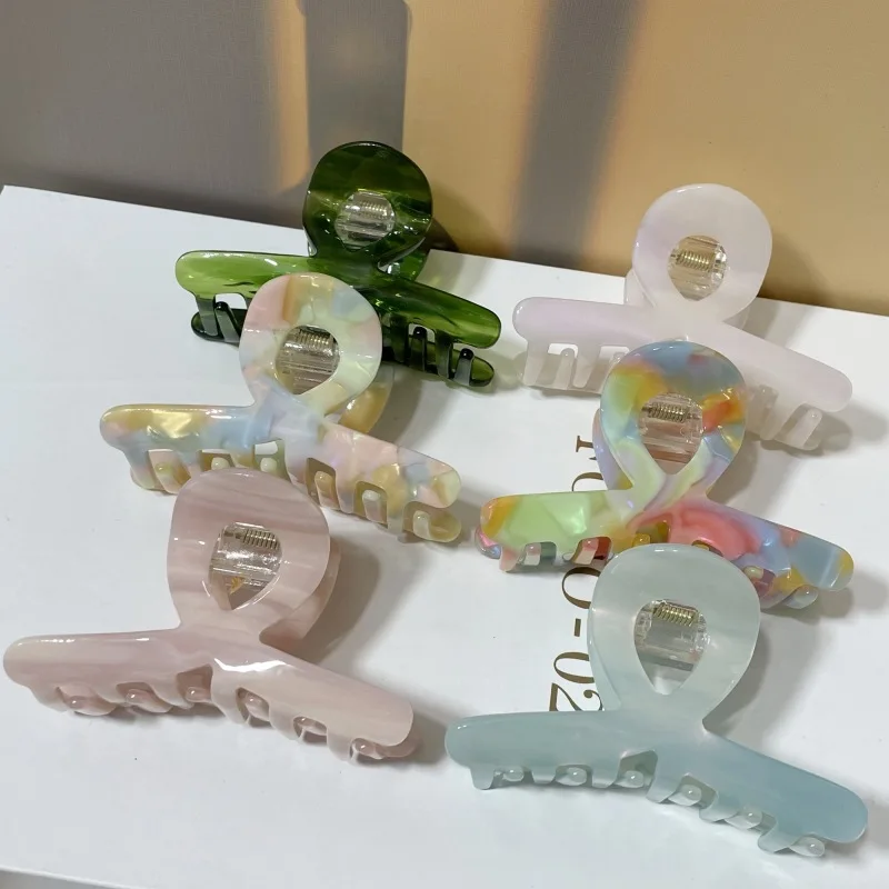 Latest design korean eye hair claw accessories pierced women colorful acetate hair claw