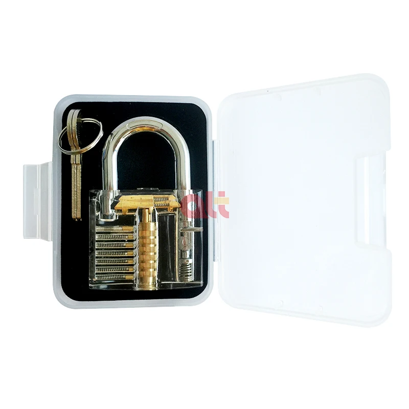 Locksmith Transparent Practice Padlock With Advanced 24 Pin Titanium Lock Pick Set Training Kits