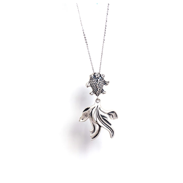 
Wholesale customized high quality hand made moveble 925 silver jewelry goldfish jewelry pendant for women 
