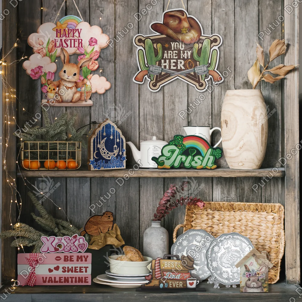 Putuo Decor Custom Christmas Wooden Sign Box Sign Halloween Ornament Yard Sign for Thanksgiving Decoration Gift