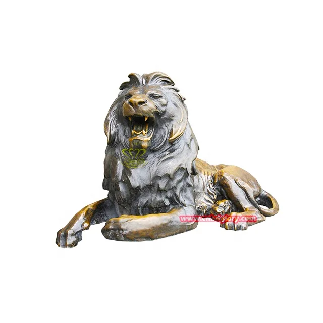 Outdoor Landscape Design Metal Art Decoration Sculpture Bronze Casting Sleeping Lion Statue