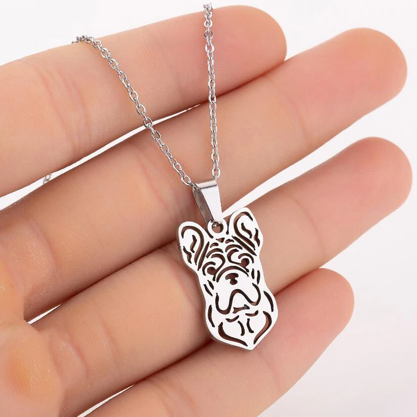 Cute Silver 18k Gold Plated Stainless Steel Origami Shari Pie Dog Pendant Necklace Jewelry for Women Gift
