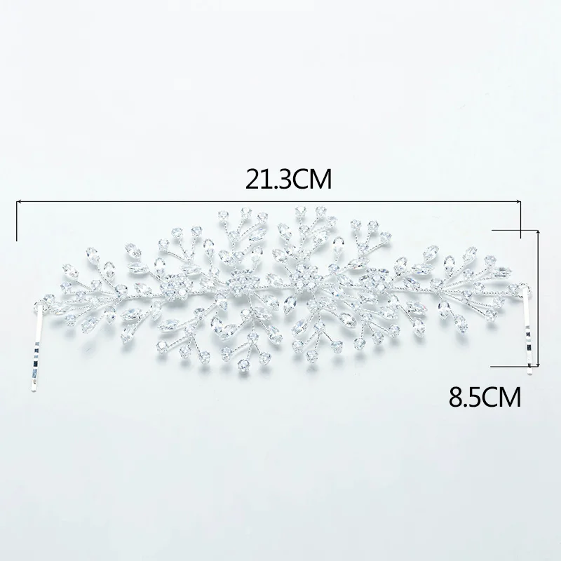 New Full Zircon Wedding Crown Bridal Tiara For Party Length 21.3cm Wide 8.5cm Sliver Barrettes Pop Dinner Copper BC4700