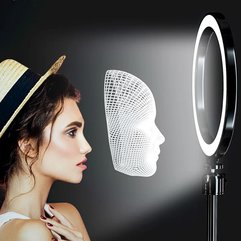 Desk Fill Light 6'8'10'12 inches Video Makeup Live Selfie Photography LED Light Tripod Round Base Tik tok Ring Light