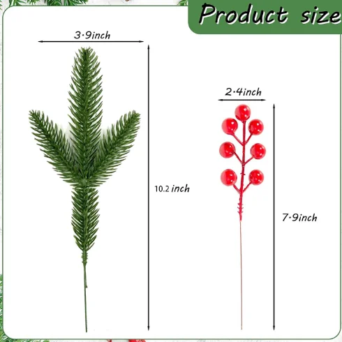 Christmas PE pine needle red fruit DIY double-sided three-dimensional multi head simulation pine branch Christmas circle