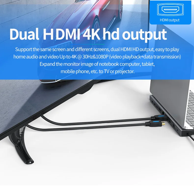  Разные порты 11 в 1 Usb-хаб с подставкой двойной 4K Hd 100 Вт зарядка Pd переходник портом 3 0 тип Usb C