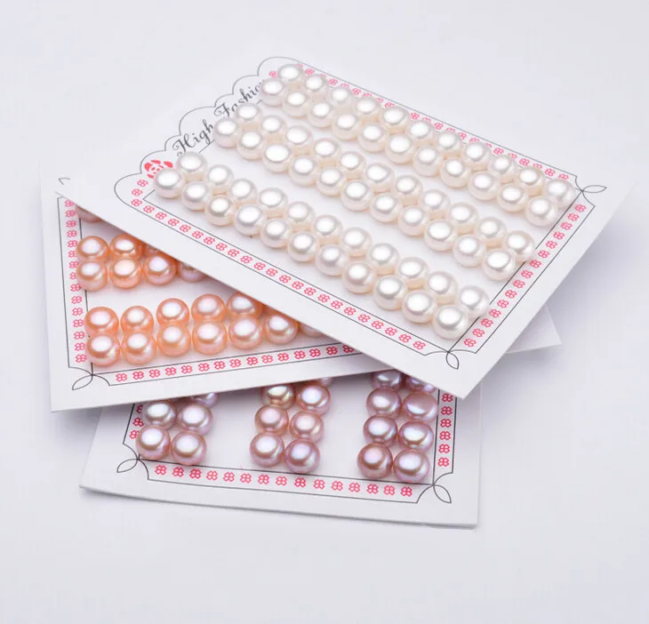 LPB45 White Natural Freshwater Pearl Cabochons Flat Back Half Drilled Loose Pearls