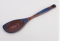 2022 New Nontoxic Rainbow Pakkawood Utensils Set colorful spurtle set wood Spatula 12 inch cooking spoon for home kitchen