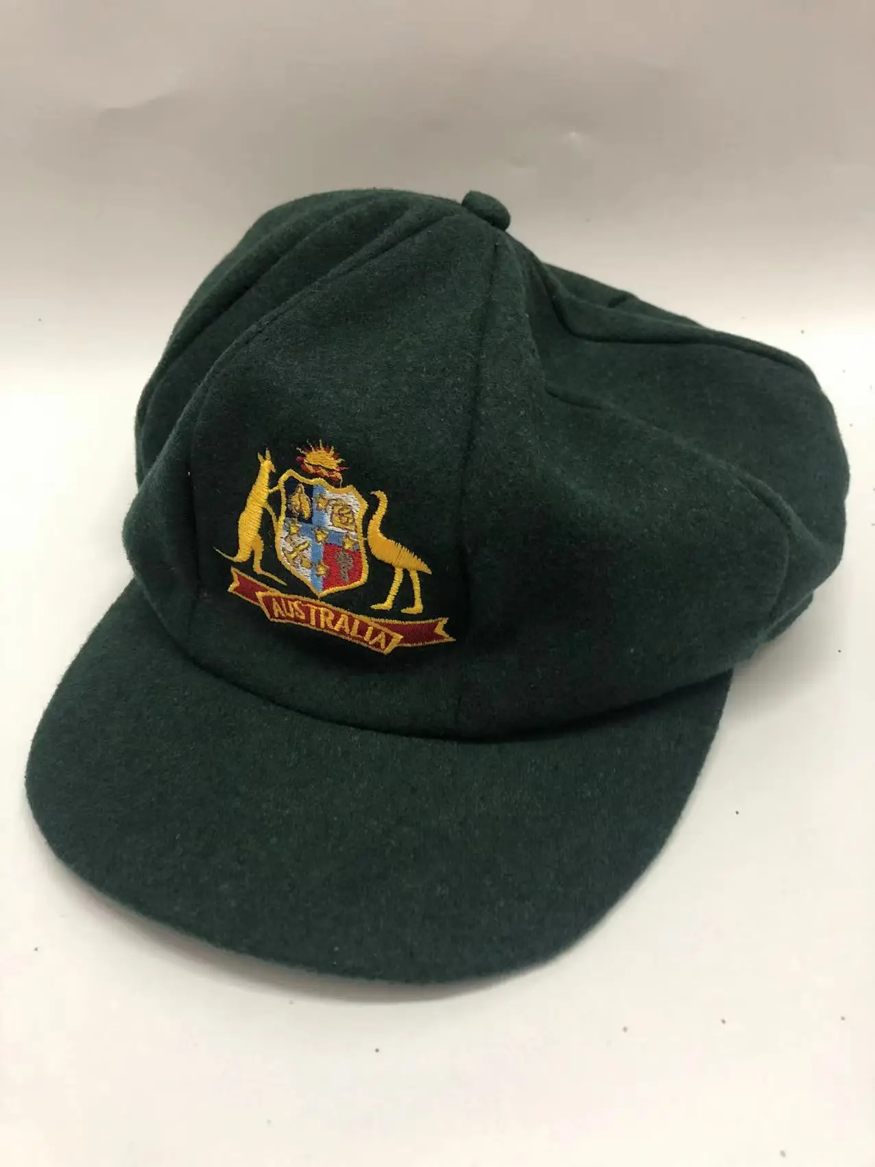 Mens custom bottle green or other OEM colors wool or polyester acrylic embroidered club logo baggy cricket hat
