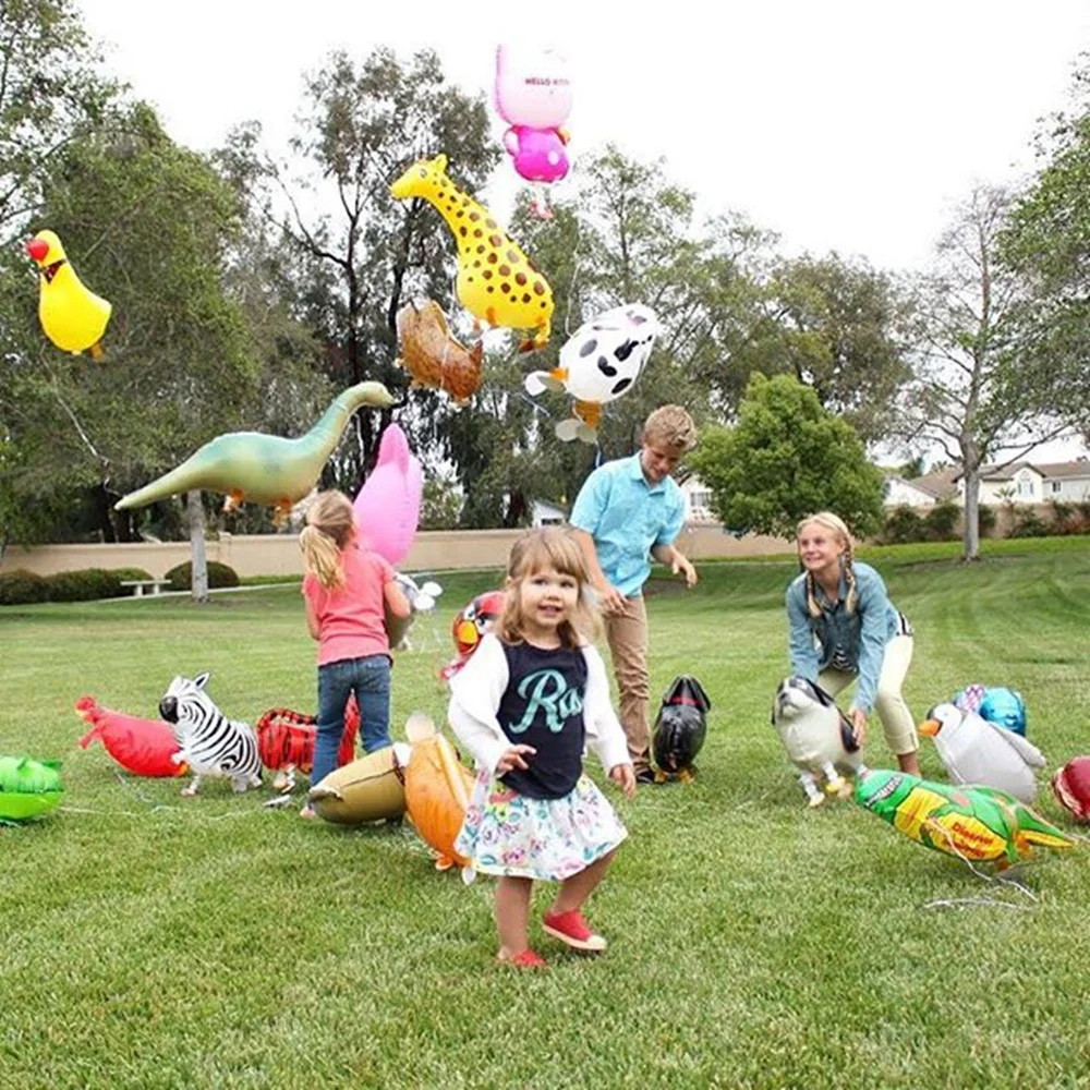 Mixed Walking Balloon Animals Birthday Party Decorations Cute Dogs Dinosaurs Tiger for Kids Walking Pet Foil Balloons