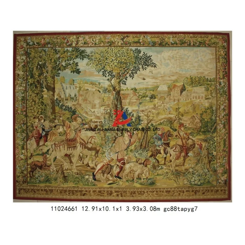 Brand new Large Rare Antique French Aubusson Style Wall Tapestry 126 x 89 cm with CE certificate