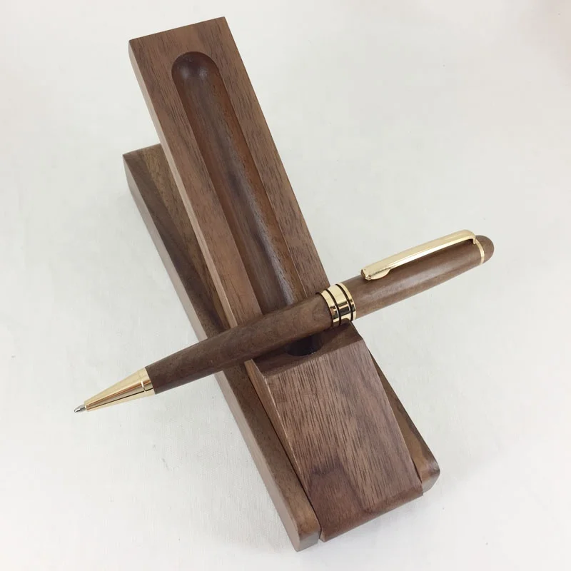 ACMECN Walnut Wood Ballpoint Pen with Gift Box Writing Stationery Kits Eco-friendly Hand-made Wooden Craft Ball Pen and Box Sets