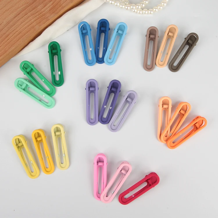 Custom Cute Rainbow Color Duckbill No Bend Clips Hair Accessories Metal Matte Barrette Hairpins For Girls Makeup Hairstyle
