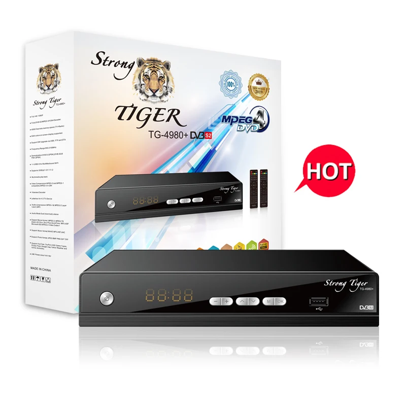 Сильный тигр TG-4980 + Новый dvb-t2 ТВ-тюнер neosat цифровой спутниковый ресивер декодер каналов кабельного телевидения компьютерной приставки к телевизору DVB S2 ресивера DVB-S2 H.264