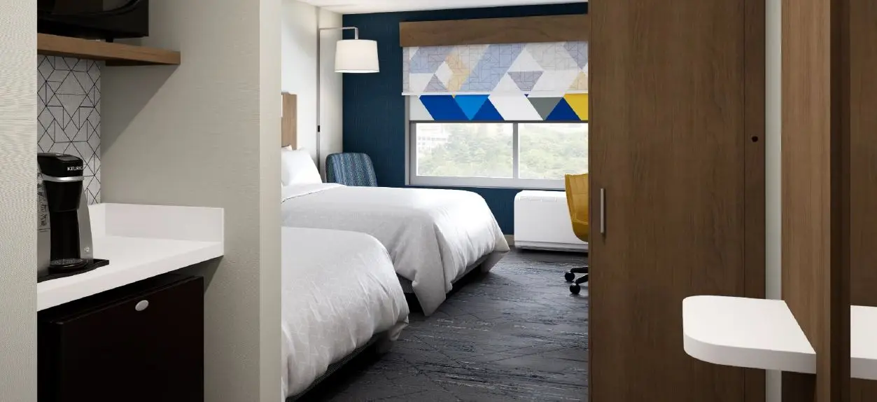 GRT6203 Holiday Inn Express Formula Blue Hotel Furniture Modern Customized Wood Hotel Bedroom sets