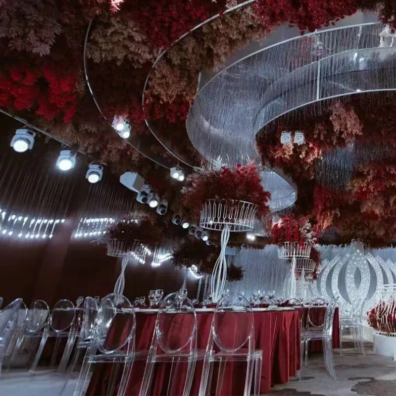 Crystal Plastic Modern Wedding Bar Clear Acrylic Ghost Dining Chair Transparent plastic chairs Tall Back Party Home Furniture