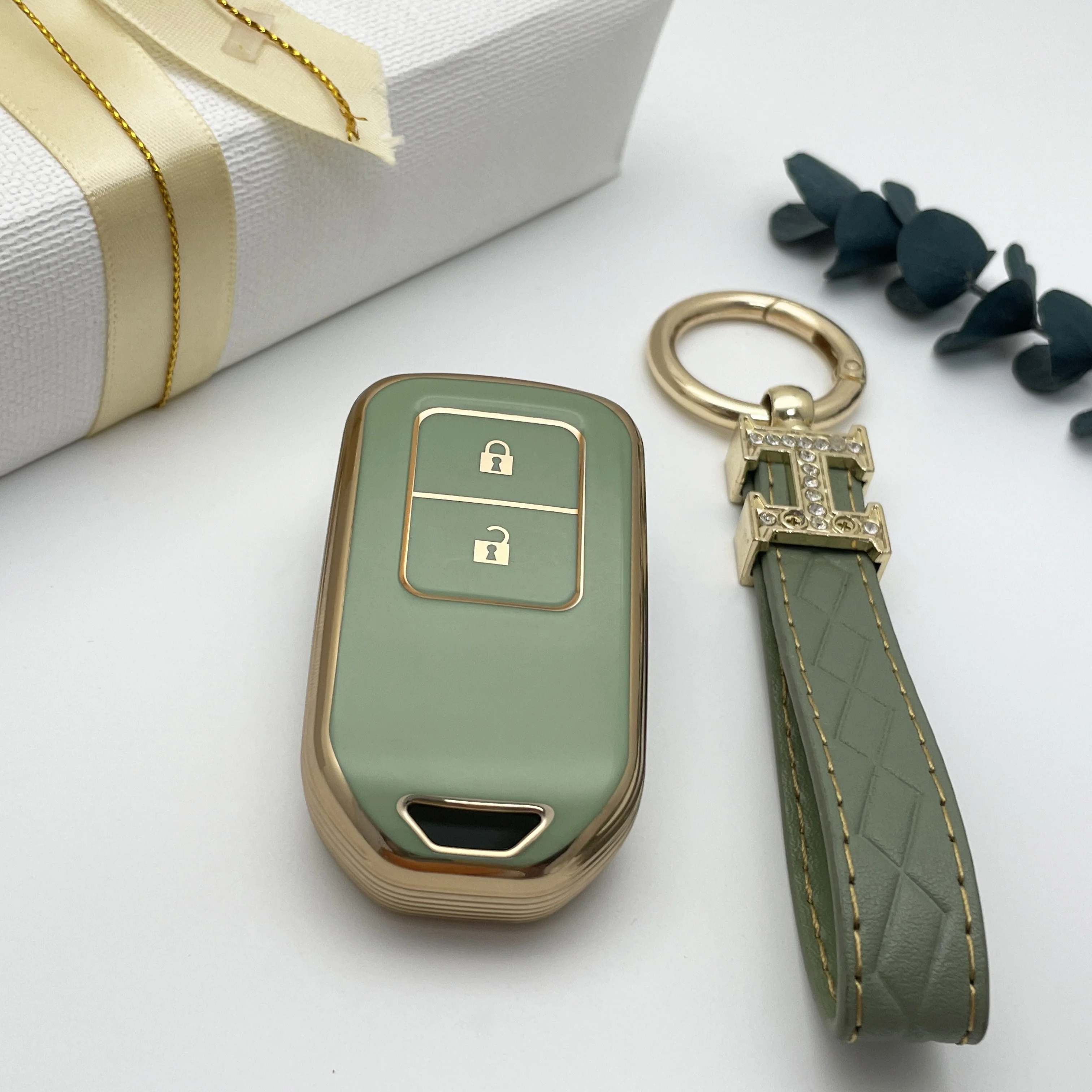 Golden TPU car keys Case Protective 3 Button Soft Remote shell TPU Car Key Case Cover For Honda