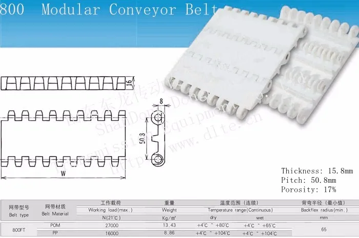 DLTE Plastic modular conveyor  belt for material handling  low price
