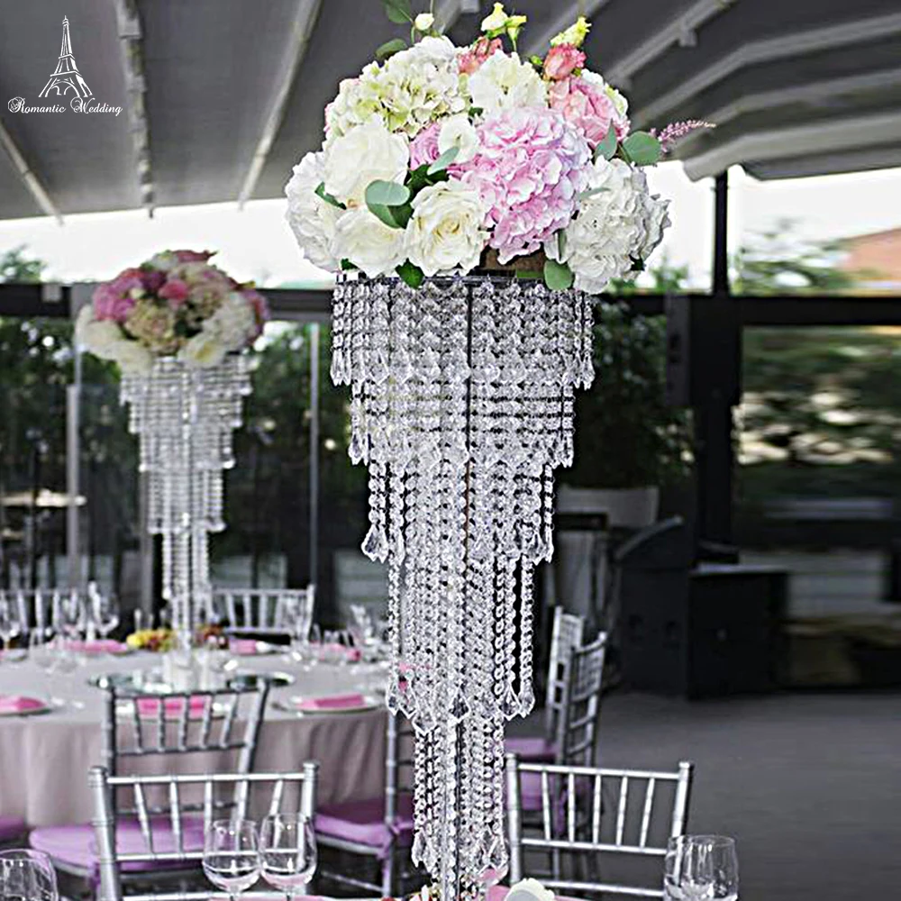 Factory Wholesale Tall Gold Acrylic Crystal Chandelier Wedding Centerpieces