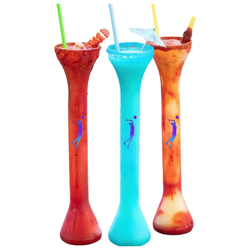 16oz/24oz/32oz yardas para drinks long neck parti slushy cup daiquiri plastic slush yard plastic slush yard cup with straw