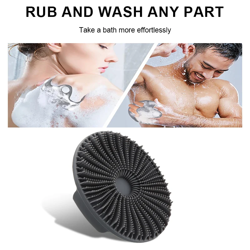 Eco Friendly Antimicrobial Silicone Body Scrubber Soft Shower Cleansing Brush All Kinds of Skin Gentle Exfoliating Scrub for Men