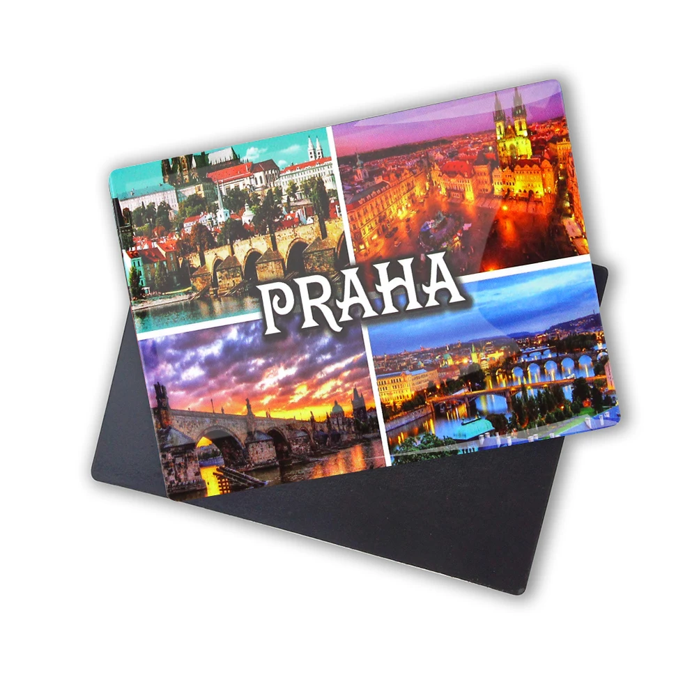 Brno Praha Czech Republic Fridge Magnet Square Custom Photo Print Prague Souvenir Gift Landmark Crystal Landmark Magnet