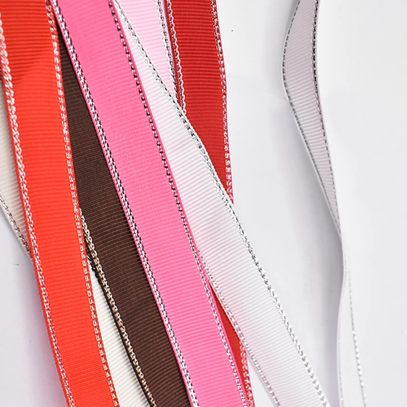 Hanfan Factory Wholesale Custom Double Face Polyester Ribbon With Silver Edge Ribbon