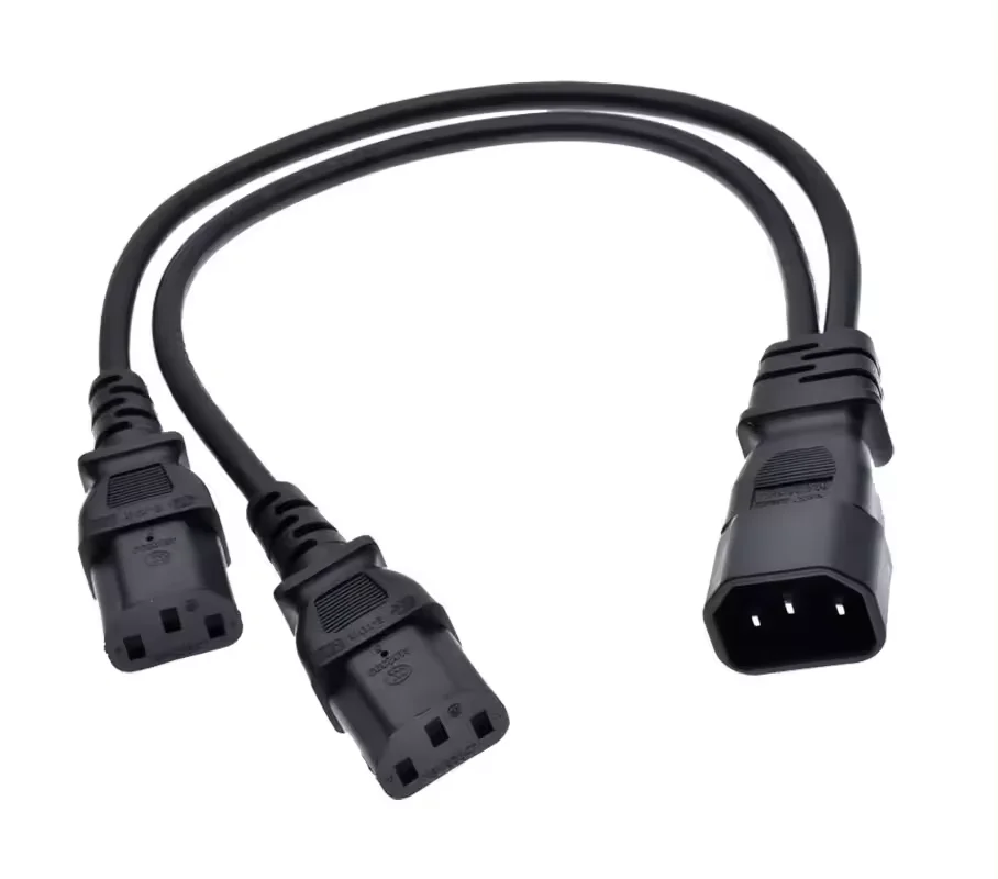 Top quality c13 to c14 splitter cable y cable iec lock c13 for home appliance c13 c14 power cord 0.75mm2