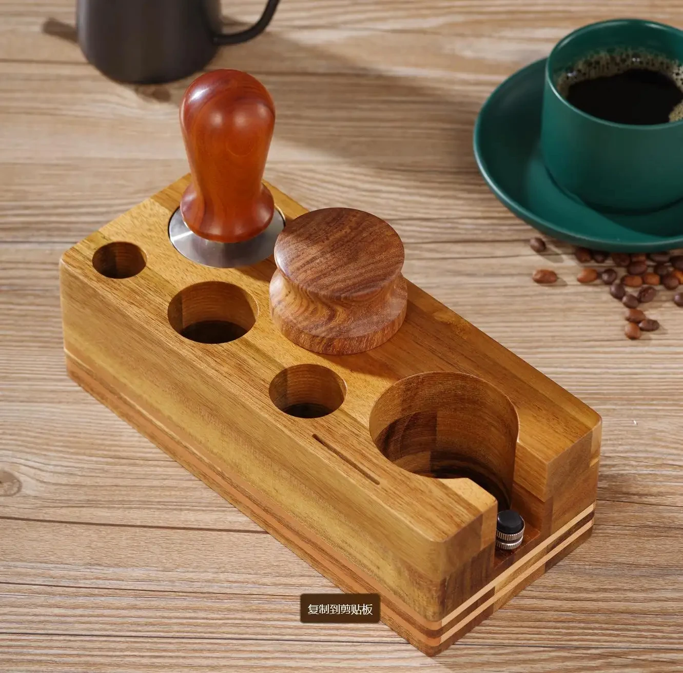 Coffee Tamping Station, Wooden Espresso Tamper Holder Stand Coffee Tool Storage Base Maker Stand for Coffee Machine