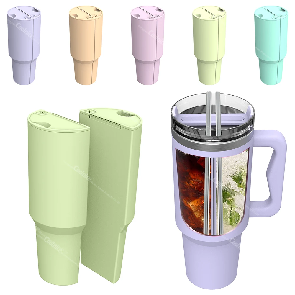 Creative 2 in 1 design Drink Separator Silicone Liner Compatible with Stanly Cup 40 oz for Cold Drink Separator for Coffee