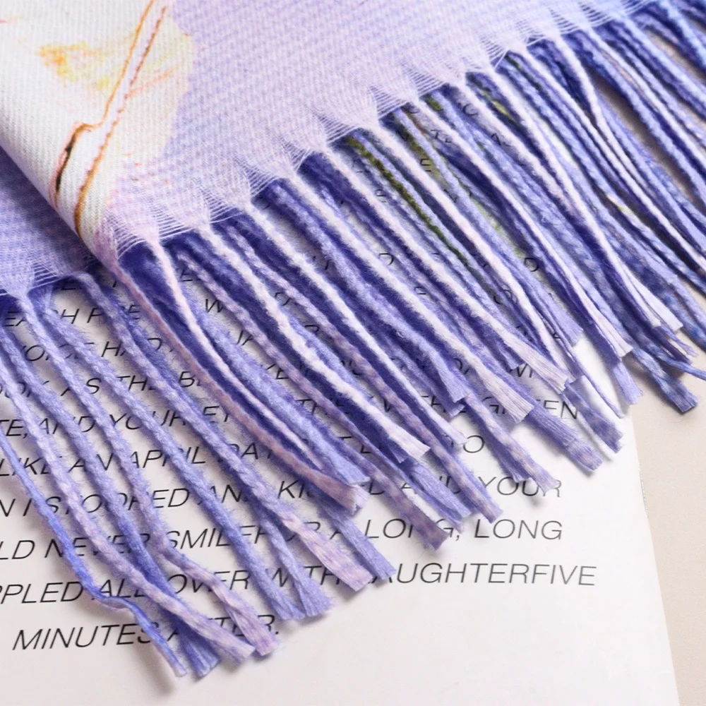 Factory Directly Sale 2024 Stylish Luxury Van Gogh Painting Scarf Fashion Custom Neck Warm Ladies Cashmere Print Shawl foulard