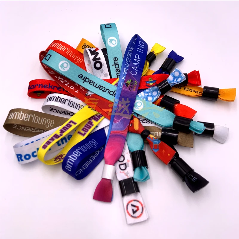 Colorful Festival Fabric Bracelet closure One Way Plastic Button Wristband slide lock wristband