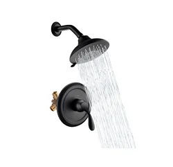 Factory Price Modern Black In Wall Mounted Shower Head Bath Mixer Bathroom Shower Faucet Set