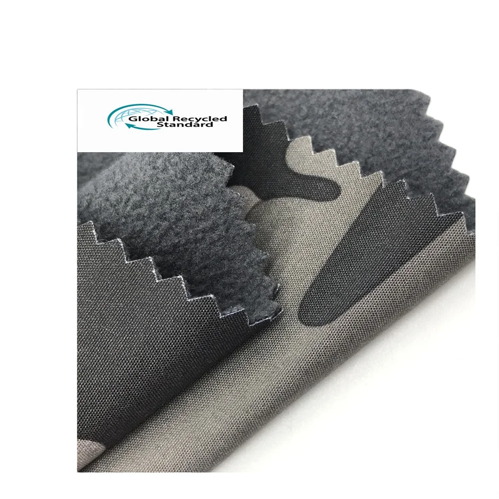 hot sale softshell fabric recycled printed camo four  way stretch bonded TPU fleece for outdoor jackets